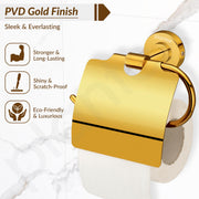 Plantex 304 Grade Stainless Steel Toilet Paper Roll Holder/Tissue Paper Holder/Bathroom Tissue Holder/Bathroom Accessories - Daizy (Golden)