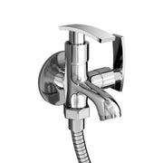 Plantex Two Way Tap for Washing Machine with Water Saving Aerator/2 in 1 Bibcock Water Tap for Bathroom with Brass Spindle and Wall Flange/Bathroom Tap-(SMR-1265-Chrome)