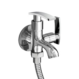 Plantex Two Way Tap for Washing Machine with Water Saving Aerator/2 in 1 Bibcock for Bathroom with Brass Spindle and Wall Flange/Bathroom Tap-(SMR-1265-Chrome)
