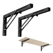 Plantex 16 Inch Foldable Shelf Bracket/GI Steel Multipurpose Bracket/L Bracket/Space Saving Bracket for Wall/Folding Table Bracket for Home & Office (Pair of 1, Black)