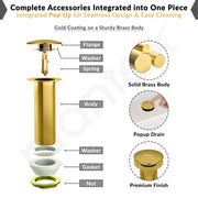 Plantex Pure Brass Waste Coupling/5 inch Drain Outlet System Full Thread Pop up Waste Coupling for Wash Basin (Glossy Gold - Pack of 1)