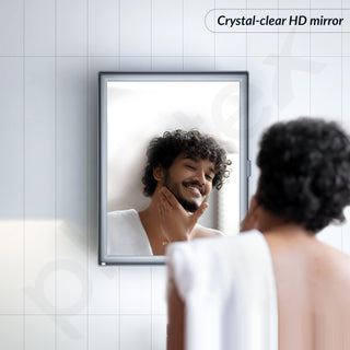 Plantex Bathroom Cabinet with Mirror/ABS Bathroom Storage Organiser/Multipurpose Shelf/Wall Mount Mirror Cabinet for Wash Basin (14x18 Inch, Grey)