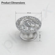 Plantex Horse Face Knobs for Drawer | Kitchen Cabinet Pulls and Handles - Round Drawer Knobs - Pack of 3 Pieces (Silver)