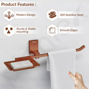 Plantex 304 Grade Stainless Steel Soap Dish with Napkin Ring/Soap Stand/Soap Holder/Napkin Holder/Towel Hanger for Bathroom/Bathroom Accessories - Pack of 1 (Crystal, PVD Rose Gold)