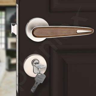 Plantex Main Door Lock/Mortise Lock for Door with 3 Years of Warranty - Robust Door Lock for Home with Brass Lock Body & Cylinder(034-Satin & Wood Finish)