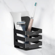 Plantex Self Adhesive Tumbler Holder for Barthroom/Stainless Steel Toothbrush Holder/Toothpaste Stand/Bathroom Accessories - Pack of 1 (1252, Black)