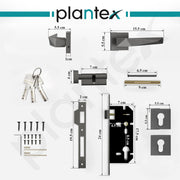 Plantex Door Lock for Home/Main Door Lock Set with 3 Years Warranty/Mortise Lock with Brass Lock Body & Cylinder with 3 Brass Key - (7129, Grey)