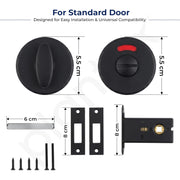 Plantex Bathroom Indicator with Lock/Stainless Steel Red and Green Indicator Keyless Door Lock/Round Toilet Partition Door Lock - Pack of 1 (Black)