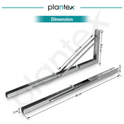 Plantex Heavy Duty 24 Inch Foldable Shelf Bracket/Stainless Steel Multipurpose Bracket/L Bracket/Space Saving Wall Bracket/Folding Table Bracket for Home & Office (Pack of 2, Chrome)