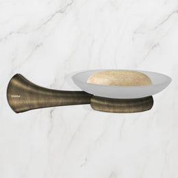 Plantex Smero Pure Brass Glass Soap Holder for Bathroom & Kitchen/Soap Stand/Case/Dish/Bathroom Accessories - Contrive (Rich Antique)