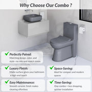 Plantex Ceramic One-Piece Commode for Toilet with Tabletop Wash Basin for Bathroom/Rimless Western Toilet/Bathroom Wash Basin/S Trap Commode - Smoke