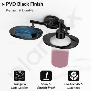 Plantex J4 Stainless Steel Soap Dish with Liquid Dispenser/Soap Stand for Bathroom Wall Mount/Shampoo Dispenser/Bathroom Accessories (PVD Black Finish) Onix