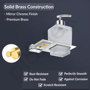 Plantex Smero Pure Brass Made Hand Wash Holder for Wash Basin/Liquid Soap Dispenser/Shampoo Dispenser - Arrete (Chrome)