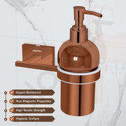 Plantex 304 Grade Stainless Steel Handwash Holder for Wash Basin Liquid Soap Dispenser for Bathroom Accessories - Benz (Rose Gold)