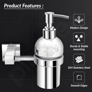 Plantex 304 Grade Stainless Steel Handwash Holder for Wash Basin Liquid Soap Dispenser/Bathroom Accessories - Splash (Chrome)