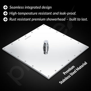 Plantex Stainless Steel Shower head for Bathroom 12 x 12 inch with Water Saving Techonology/Rain Flow Overhead Shower without Arm/Bathroom Shower - (Sandwich-Chrome)
