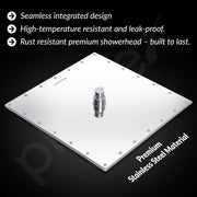 Plantex Stainless Steel Shower head for Bathroom 12 x 12 inch with Water Saving Techonology/Rain Flow Overhead Shower without Arm/Bathroom Shower - (Sandwich-Chrome)