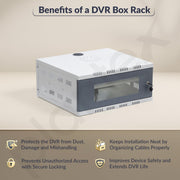 Plantex CCTV/NVR/DVR Cabinet Box/Network Rack/cctv box cabinet with Lock and Keys/Server rack with Power Socket - 3U+, (White) Transparent Glass Door dvr box for cctv
