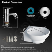 Plantex Ceramic Basin with Stainless Steel Pillar Cock/Wall Hung Basin/Deck Mount Tap/Corner Basin for Bathroom -  (Lily- Combo)