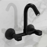 Plantex Sink Mixer Tap for Kitchen with 360Â° Swivel Spout/Hot and Cold Water Tap with Wall Flange and Teflon Tape/Brass Spindle Sink Tap (Black)