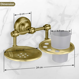 Plantex 304 Grade Stainless Steel 2in1 Soap Holder with Tumbler Holder/Bathroom Accessories - Skyllo (Antique)