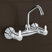 Plantex Pure Brass Kitchen Sink Tap with 360Ãƒâ€šÃ‚Â° Swivel Spout/Dual Handle Hot and Cold Water Tap for Kitchen/Sink Mixer with Brass Wall Flange and Teflon Tape (FLO-814-Chrome)