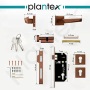 Plantex Door Lock for Home/Main Door Lock Set/Mortise Lock Set with Brass Lock Body & Cylinder (7129, PVD Choco)