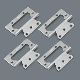Plantex Stainless Steel Butterfly Hinges for Door/4 Inch x 14 Gauge Hinge/2.5 mm Door Hinge for Home/Office/Hotel/Non-Mortise Hingesl - Pack of 4 (Chrome)