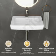 Plantex Ceramic Wall Hung Basin with 10 Years Glaze Warranty by Plantex/Washbasin for Bathroom/Wall Mounted Wash Basin/Sink for Living Room (Laric, White)