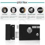 Plantex Heavy Duty Night Latch Door Lock with Key & Knob for Main Door/Inside Opening for Home,Hotel,Office - Pack of 1 (Z-Black)