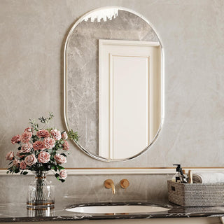 Plantex Frameless Mirror for Bathroom/Dressing Room/Living Room/Bedroom/Entryway - Capsule Shape (18 X 24 Inch)