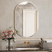 Plantex Frameless Mirror for Bathroom/Dressing Room/Living Room/Bedroom/Entryway - Capsule Shape (18 X 24 Inch)