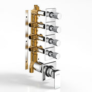 Plantex 4 Way Thermostatic Shower Diverter/Pure Brass Concealed & Exposed 4-Outlet Mixer Valve Body/Multi-Function Bathroom Diverter with Button Control - (Kubix Primium-2588)