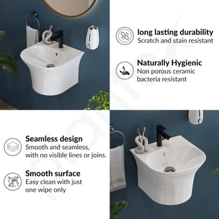 Plantex Ceramic Wash Basin/Wall Mount Half Pedestal WashBasin for Bathroom with 10 Years Glaze Warranty by Plantex/Wall Hung Basin for Home/Office/Hotels (White - 15 x 15 x 10 Inch)