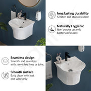 Plantex Ceramic Wash Basin/Wall Mount Half Pedestal WashBasin for Bathroom with 10 Years Glaze Warranty by Plantex/Wall Hung Basin for Home/Office/Hotels (White - 15 x 15 x 10 Inch)
