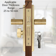 Plantex Door Lock Set - Main Door Lock Plate Handle Set/Mortise Lock with 3 Keys/Lock Body and Cylinder - Pack of 1 (OHMH-81, Brass Antique)