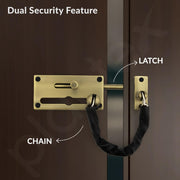 Plantex Door Chain with Baby Latch/Door Chain Lock for Main Door/Latch Lock for Door/Heavy Duty Door Safety Guard Lock for Home, Hotel & Office Security â€“ Pack of 1 (DTK-294-Brass Antique)