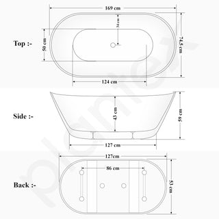 Plantex Bathtub For Bathroom/Freestanding Bath tub for Adults/Deep Soaker Bathtub with Overflow, Popup and Drain Pipe (BSM-203-Black & White-1700mm)