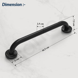 Plantex 18 Inch Stainless Steel Grab Bar for Toilet/Safety Support for Senior Citizens/Secure Bathroom Handrail/Bathroom Accessories (Black)