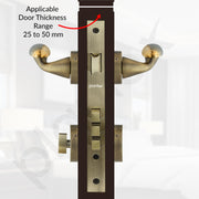 Plantex Mortise Door Lock/Main Door Handle Lock Set/Door lock for Home with Brass Lock Body & Cylinder - 3 Years of Warranty (7134, Brass Antique & PVD Gold)