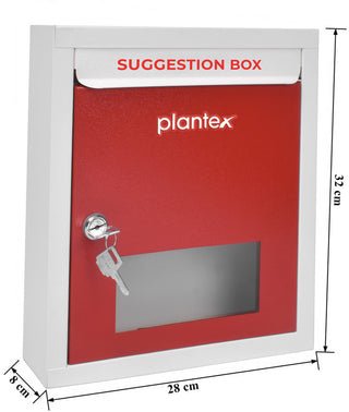 Plantex All in 1 Multipurpose Letter Box/Suggestion Box/Complaint Box/Donation Box with Lock Table Top or Wall Mount (Red & Ivory)