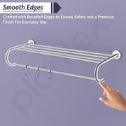 Plantex 304 Grade Stainless Steel Bathroom Towel Hanger/Towel Rack with Towel Rod/Towel Holder/Bathroom Accessories - Daizy (24-inch) Chrome
