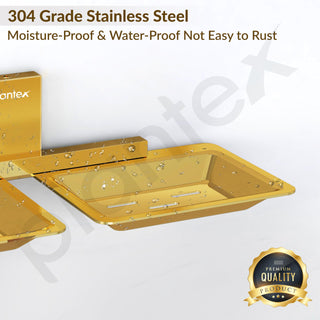Plantex 304 Grade Stainless Steel Double Soap Stand/Dual Soap Dish/Soap Case/Soap Storage/Soap Holder for Bathroom/Bathroom Accessories - Pack of 1 (Crystal, PVD Gold)