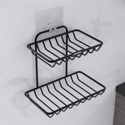 Plantex Self Adhesive Soap Dish/GI Steel Soap Case with Hook/Soap Stand with Hook/Soap Holder for Bathroom Accessories - Pack of 4 (Black)