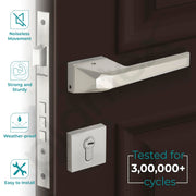 Plantex Door Lock with handle/Door Handle for Main Door/Mortise Lock with 3 computerized Brass keys/14 inch Pull-Push Handle/Door Hardware - Combo (Satin)