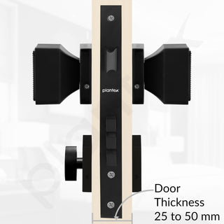 Plantex Heavy Duty Door Lock/Main Door Mortise Lock Handle/Handle Set for Home/Office/Door Accessories - (PT-011, Black)