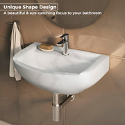 Plantex Ceramic Wall Hung Wash Basin/Washbasin for Bathroom with 10 Years Glaze Warranty by Plantex/Wall Mounted Samll Basin/Bathroom Sink (White - 17 x9 x5 Inch)