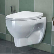 Plantex Ceramic Rim Western Commode/P- Trap Washdown Wall Hung Commode for Toilet with Soft Close Toilet Seat Cover - (Cascade, White)