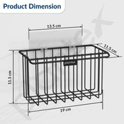Plantex Self-Adhesive Toothbrush Holder/Bathroom Organiser Without Drill/Storage Rack/Shelf for Bathroom Wall- (Black, Alloy Steel, Hanging Shelves)