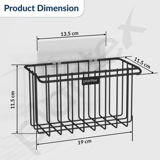 Plantex Self Adhesive Bathroom Shelf/Wall Mounted Storage Rack/Toothbrush Holder for Washroom/Shelf for Bathroom Wall- Pack of 1 (Black)